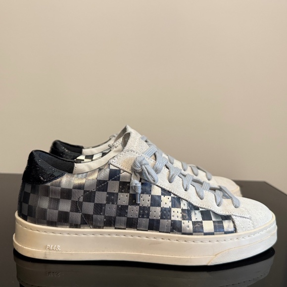 P448 Shoes | Women’s Leather Plaid Print Sneakers - Picture 1 of 3
